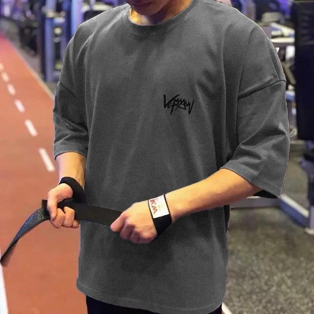 Muscle Fitness Slim Fit Breathable Mid-Sleeve T-Shirt for Running & Training