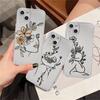 Clear Case For Apple iPhone 14 11 13 12 Pro 7 8 Plus XR X XS Max 6 6S 13Pro Silicone Phone Cover Love Line Flower
