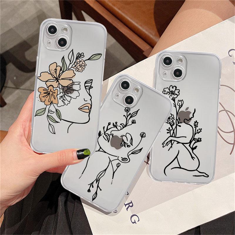 Прозрачный чехол для Apple iPhone 14 11 13 12 Pro 7 8 Plus XR X XS Max 6 6S 13Pro, силиконовый чехол для телефона Love Line Flower