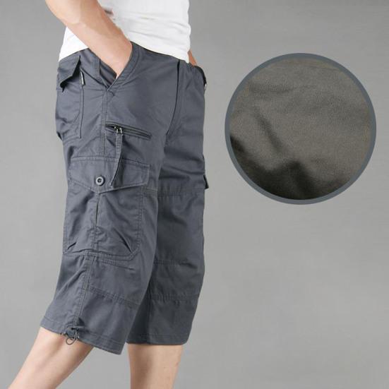 Мужские брюки длиной до икр, свободные брюки-карго с затягивающимся шнурком, летние повседневные спортивные брюки с несколькими карманами на молнии для повседневной носки, для спорта и улицы