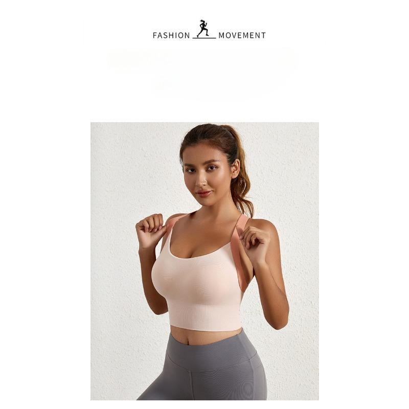 Спортивный бюстгальтер женский высокоинтенсивный антишоковый бег антипровисающий красивый сборка спины йога майка без стального кольца спортивное нижнее белье