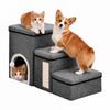 Dog Stairs, 3-Step Pet Stairs for Small Medium Dogs, Foldable Pet Steps Dog Ramp