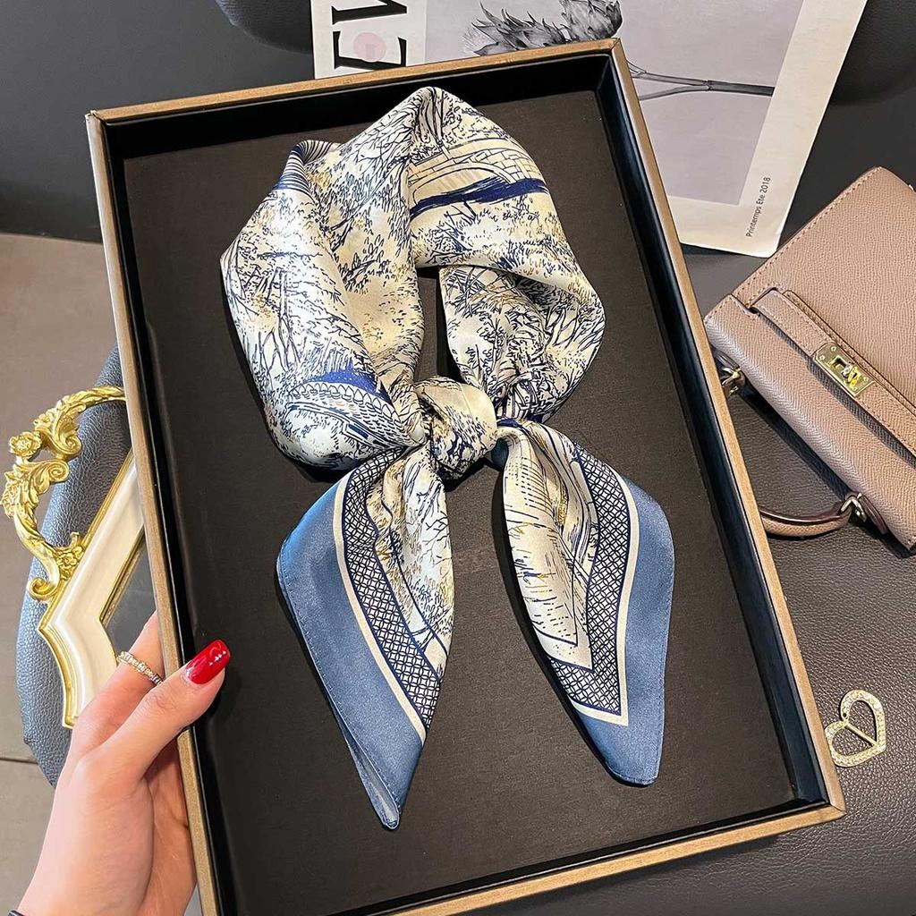 Luxury  Women Mulberry Silk Scarf Fashion Pattern Design Square Scarves Bandanna Wraps Decoration Hairband