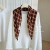 Autumn and Winter Warm Plaid Scarf for Women Korean Version Versatile Literary Retro Knitted Silk Scarf Neck Protector