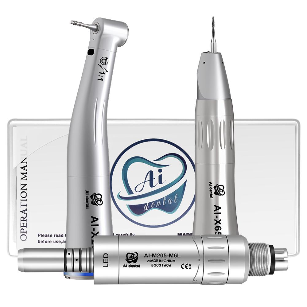 Набор стоматологических наконечников AI-M205LS 1:1 низкоскоростной наконечник X65L и низкоскоростной внутренний распылитель воды X25L с оптоволоконным кабелем