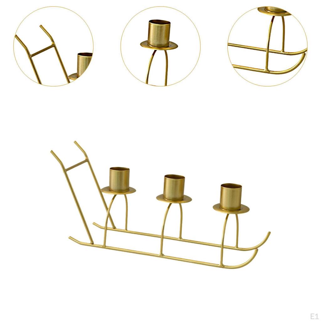 3 Arm Candelabra Candle Holder for Home And Events, Sled Shape Design