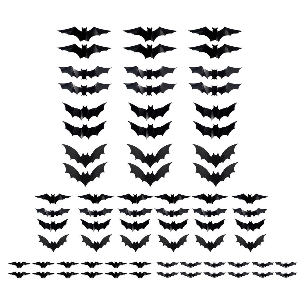 60 PCs Halloween Bats Wall Decor Battery Powered Bats Decorations Wall Stickers for Halloween Party Bedroom Window Decorations