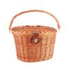 Bike Front Basket Wicker with Folding Lid Metal Lock Road Bike Basket Handmade Natural Rattan Bike