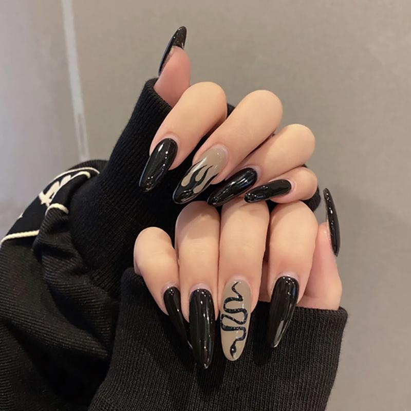 14 шт./лист, наклейки для ногтей в черно-белую полоску, готовый маникюр, быстрый Nial