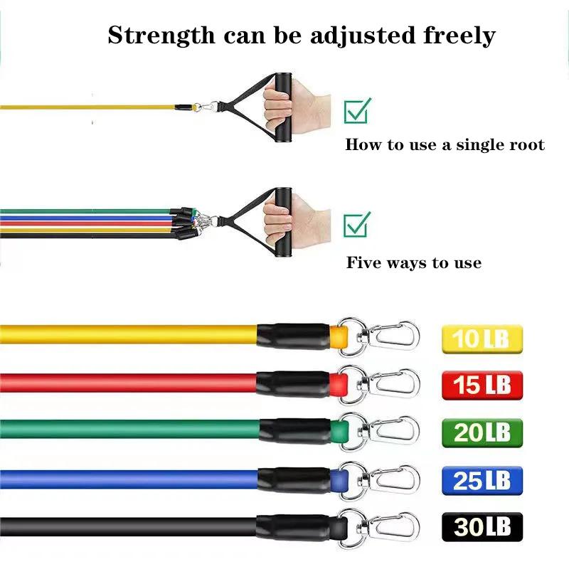 11 шт./компл. латексные эспандеры, тянущая веревка, портативное оборудование для фитнеса в помещении с ремешком на щиколотке, эластичный расширитель для тренировок