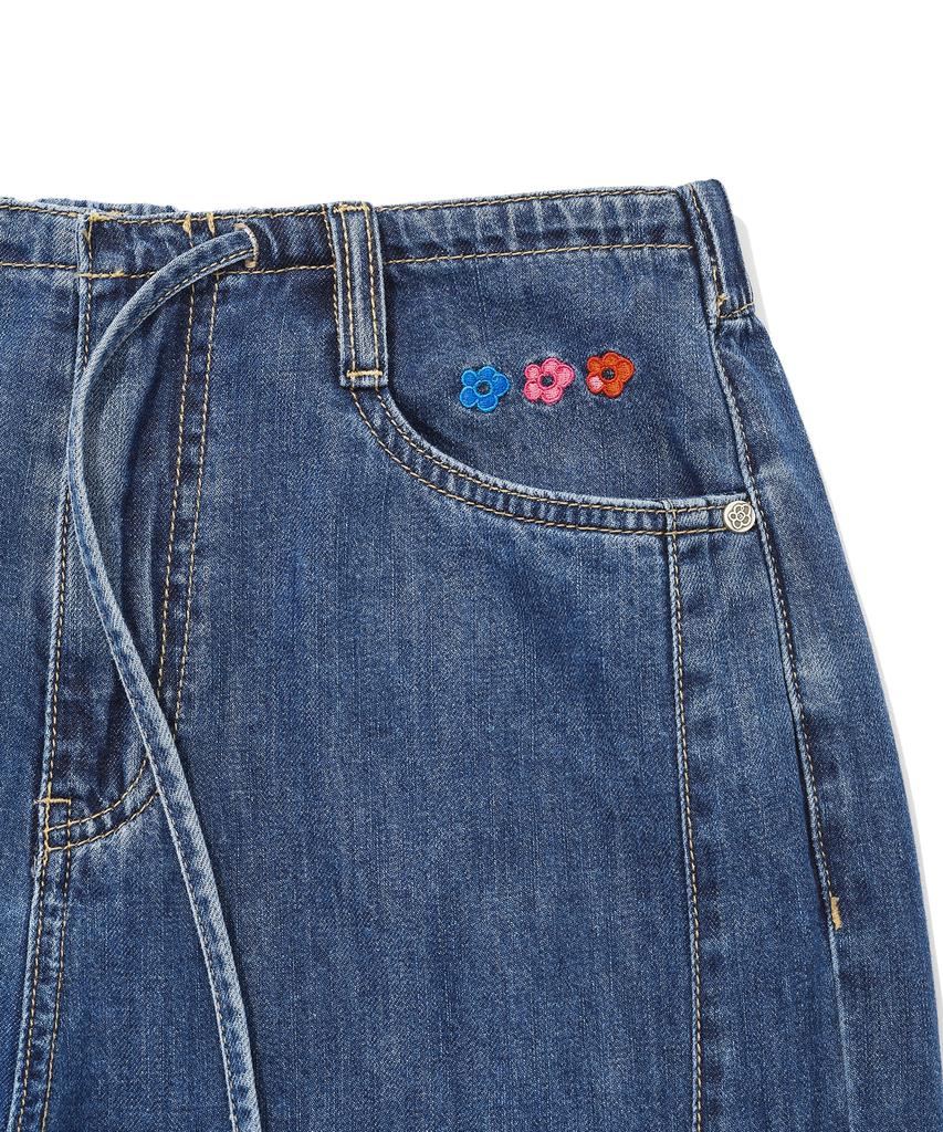WACKY WILLY Women'S Wide Fit Easy Denim Pants Blue