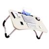 Kids Laptop Desk with Cup Holder Density Board Foldable Bed Table for Household BedroomWhite