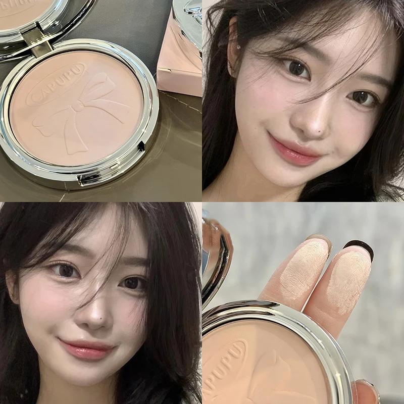 Matte White Pressed Powder 24H Oil Control Waterproof Full Coverage Natural Clear Face Packting Foundation Makeup