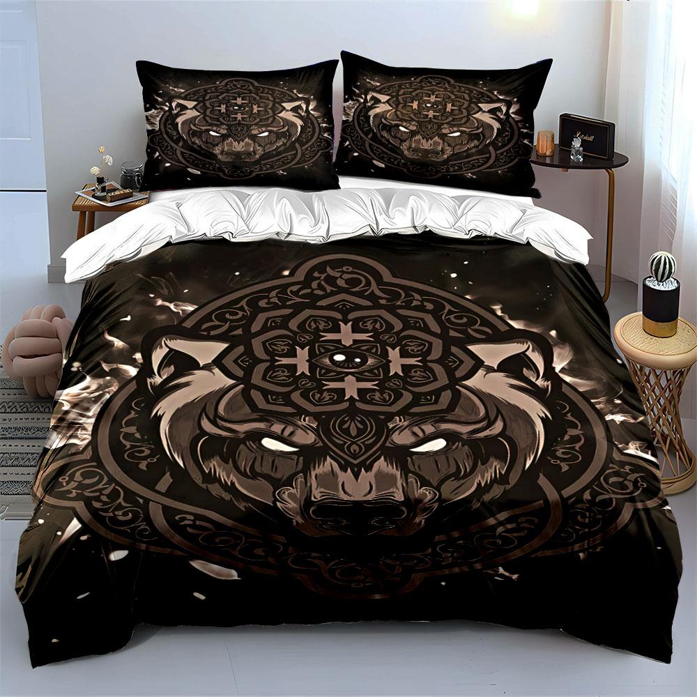 Wolf with mandala design. Bedding sets Duvet cover sets Duvet covers Pillowcases(1 * Duvet Cover 2 * Pillowcases without duvet insert)