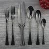 Black 7pcs Dinnerware Set Stainless Steel Kitchen Tableware Set Steak Knife Dessert Coffee Spoon Fork Cutlery Party Accessories