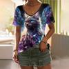 Summer Women's T Shirt Tee 3d Cat Print Daily Weekend Fashion Short Sleeve Fashion Funny V Neck Casual T-Shirts For Woman