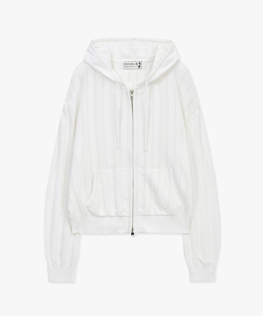 Худи на молнии с перфорированной вязкой Mongdol Белый Mdcd060White
