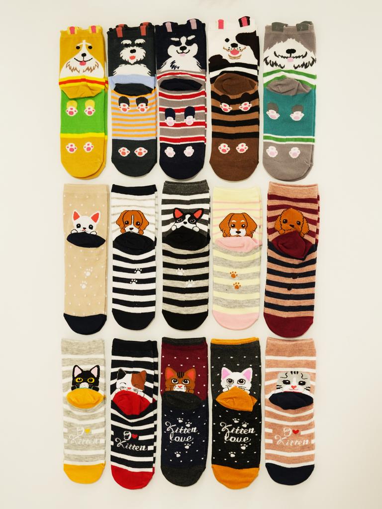 10 пар универсальных носков с принтом кошек и собак на все сезоны, универсальные нескользящие, милые трендовые носки средней длины для мужчин и женщин