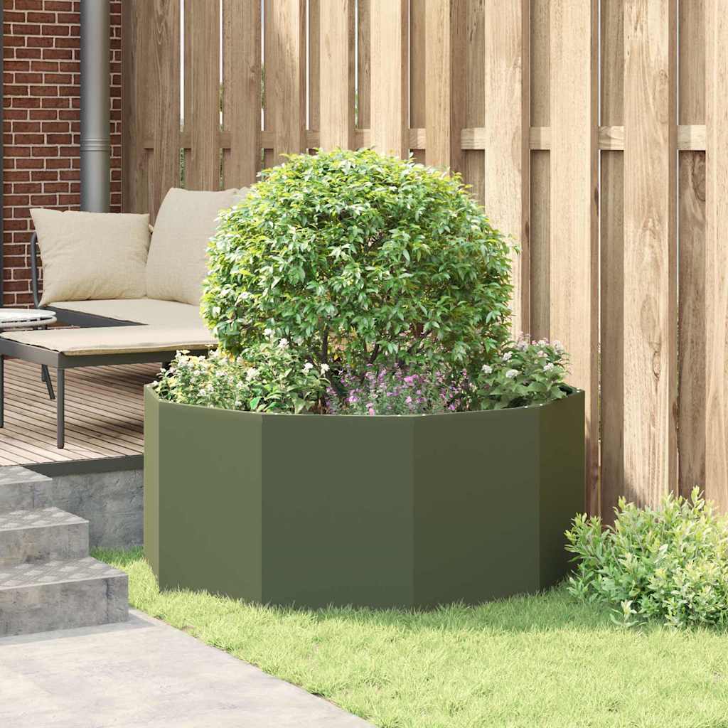 Plant Pot Olive Green 120 x 120 x 50 cm Steel