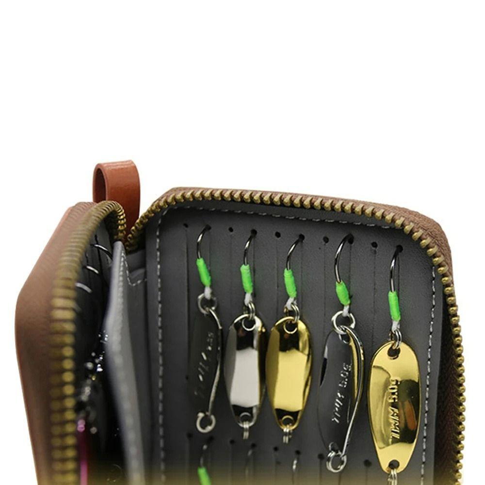 PU Leather Lure Wallet Bag Carrying Case Fishing Bag Outdoor Sports Jig Spinner Bag  Tackle Bag