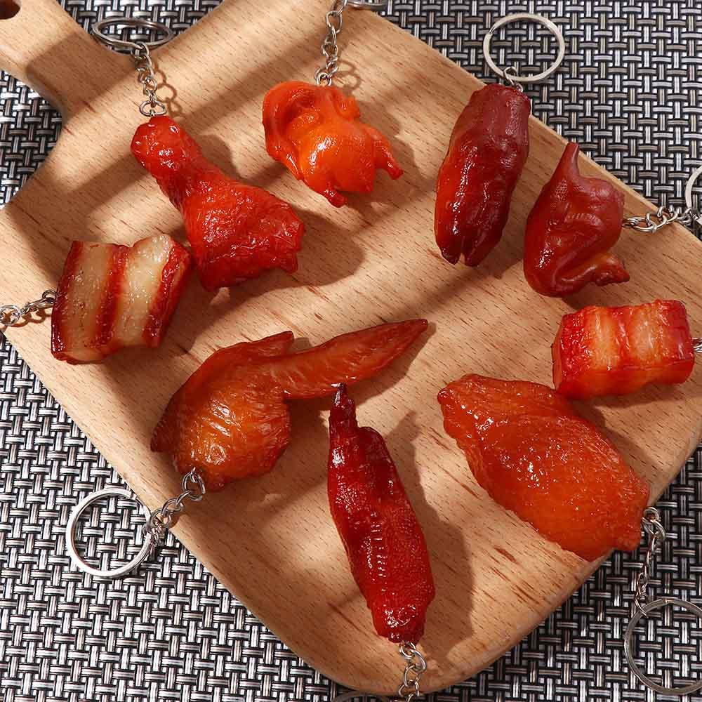 Chicken Wings Drumstick Simulation Food Keychains Fast Food Key Ring Bag Pendant Fashion Jewelry