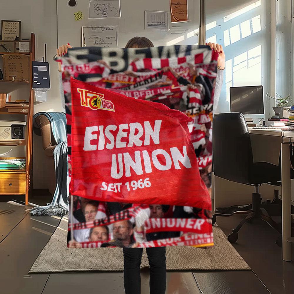 Union Berlin logo Printed Flannel Blanket, soft throw for bedroom sofa, washable, fan merchandise, great gift.