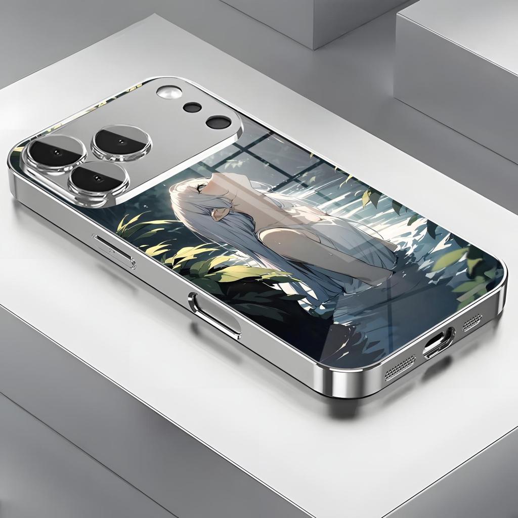 Аниме Фрирен, после конца путешествия Чехол для телефона Для iPhone17 16 16e 15 14 13 12Plus Mini Pro Max Гальванизированный стеклянный Чехол для телефона