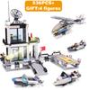 536pcs Police Station Prison Trucks Building Blocks Car Boat Helicopter Policeman Bricks Children DIY Assemble Blocks Toys Gifts