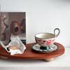 Кофейные чашки Цветочная кружка для чая Ручная роспись Керамические чашки и блюдца с подглазурной росписью Японский послеобеденный чай с чашкой на высокой ножке