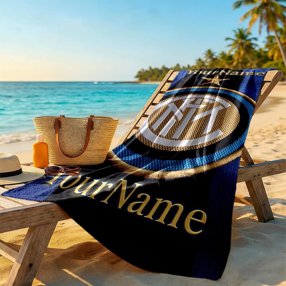 Inter Milan Personalized Name Beach Towel Super Soft Microfiber Quickdry Fabric Suitable for Sports Travel Swimming Yoga Bathroom Beach And Pool