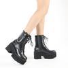 Large Size High Heel Platform Martin Boots Metal Chain Short Boots Muffin Bottom Front Lace-Up Women's Boots