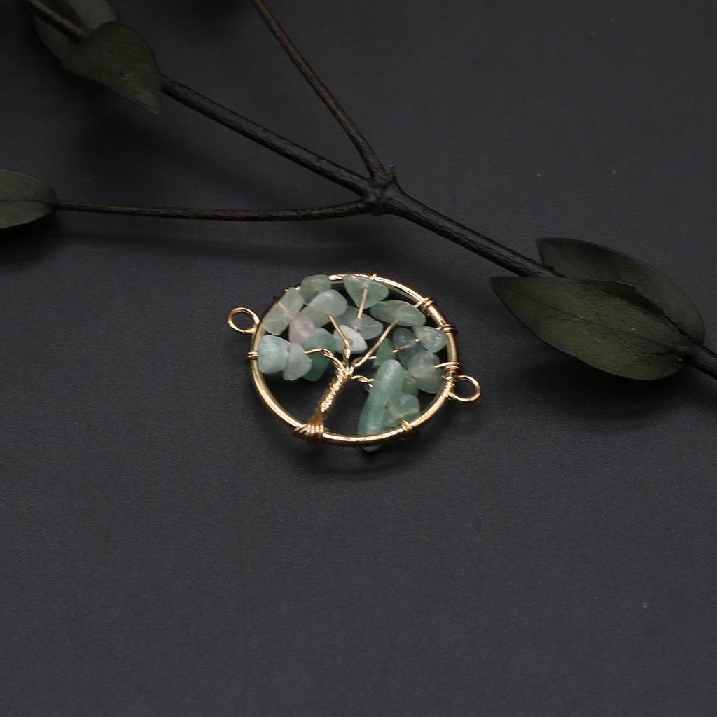 2 шт. намоточный разъем из натурального камня флюорит/аметист круглый гравийный разъем для изготовления ювелирных изделий DIY ожерелье браслет аксессуар