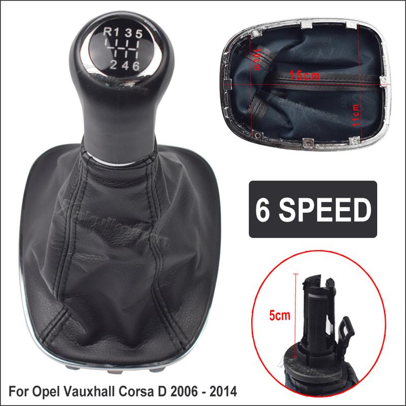 5/6 Speed Gear Shift Knob Handle with Gaitor Boot Cover Manual Fit For Opel Vauxhall Corsa D 2006 2007 2008 2009 2010 2011-2014