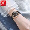 Women's Watches Fashion Elegant Diamond Bezel Watch for Ladies Soft Leather Strap Waterproof Luminous Chronograph