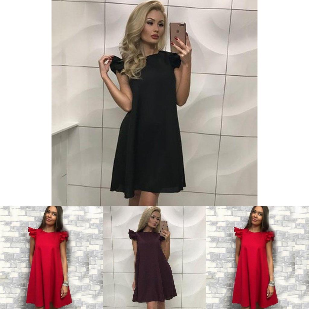 Elegant New Women's Boho Evening Cocktail Party Dress With Exquisite Lotus Leaf Sleeves