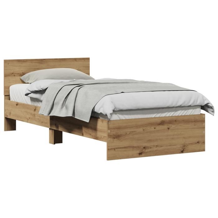 VidaXL Bed Frame Without Mattress with Artisan Oak Headboard 75x190 Cm 871661