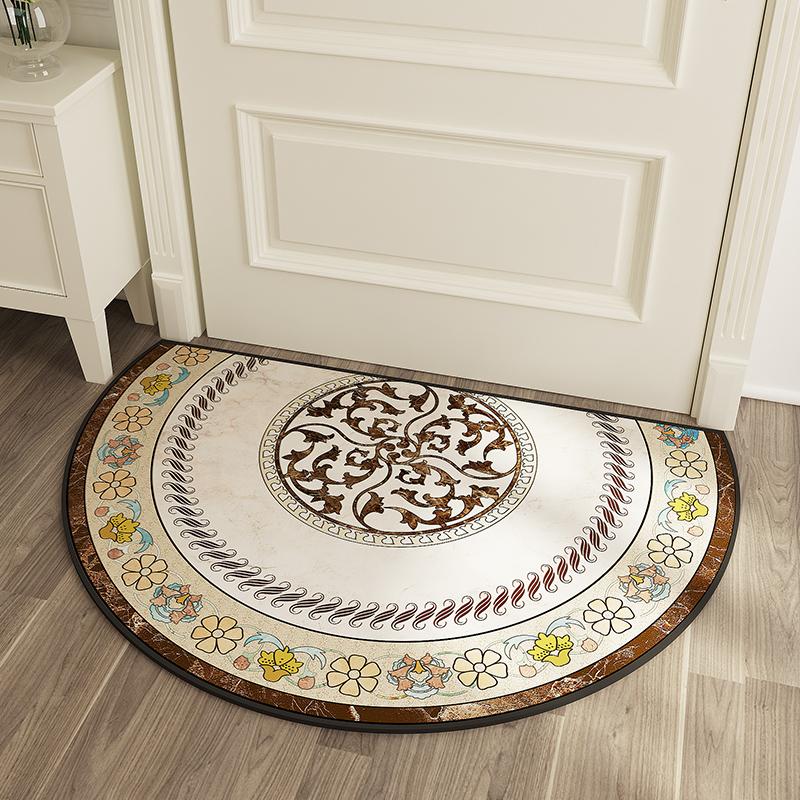 Thick Ethnic Floral Entrance Doormat Non Slip Door Floor Mat Indoor Half Round Welcome Mats Bathroom Carpet Kitchen Area Rugs