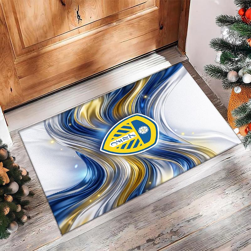 Ковер из хрустального бархата с принтом футбольного клуба Leeds United, Удобный, Впитывающий влагу, Нескользящий, Для помещений