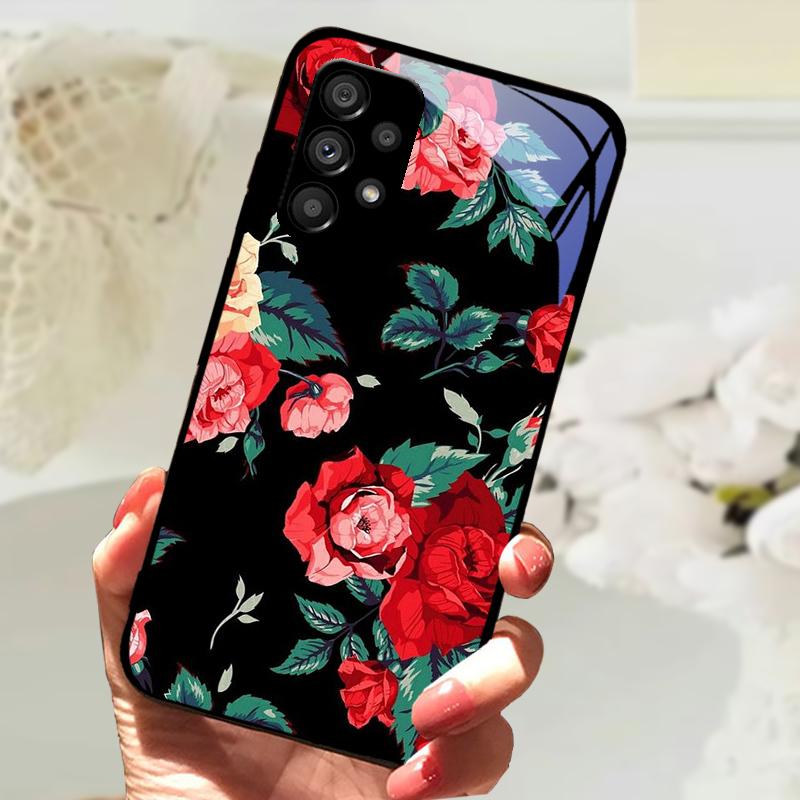 Стеклянный Чехол Для Samsung A13 A23 4G 5G Мультяшный Закаленный Стеклянный Чехол Для Телефона Для Galaxy A33 A53 A73 5G Жесткий ПК Стеклянный Защитный Чехол