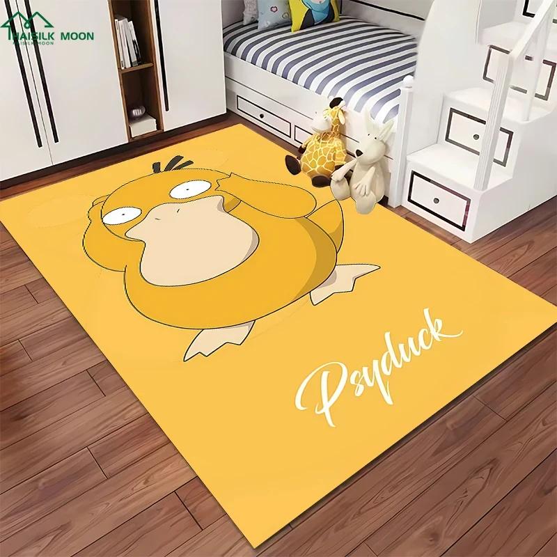 Japanese P0kem0n Theme Psyduck Printed Carpet Rugs for Living Room Bedroom Dining Office Sofa Non-Slip Large Decor Mat Potdemiel