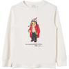 Polo Teddy Bear Letter Logo Pattern Long Sleeve T-Shirt Kids Tops Beige 323883620-008
