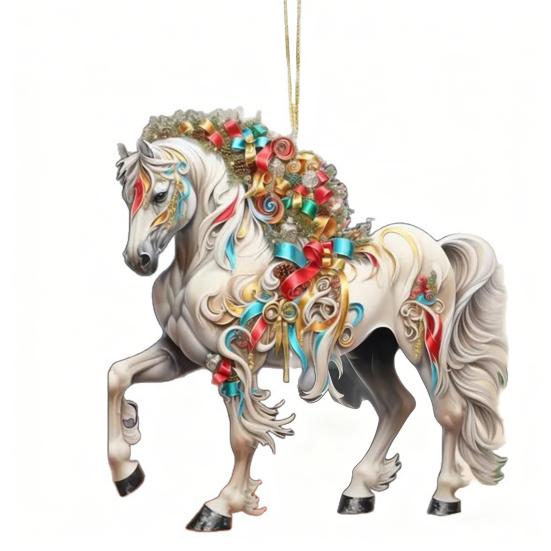 Рождественское украшение в виде лошади 2D плоское акриловое украшение на рождественскую елку подарки с лошадьми для женщин любителей лошадей фермеров друзей