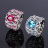 Jewelry, Colored Treasure Ring, Women'S Exaggerated Wide Index Finger Ring, Premium Micro-Inlaid Zircon Ring.