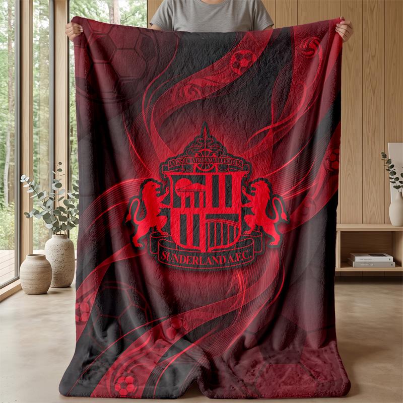 Sunderland Football Print Flannel Blanket, Soft Warm Lightweight Throw Blanket for Sofa Bed Camping