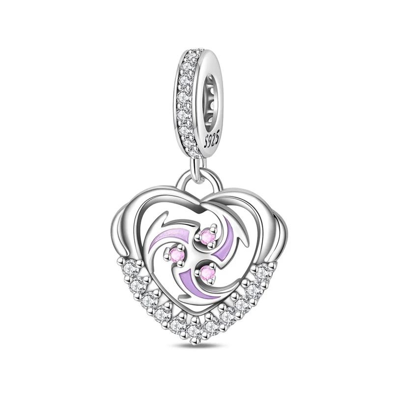 Оригинальные медные шармы «Синяя звезда», цветы, бабочки, сердца, бусины-медузы для ожерелья, браслета «сделай сам», подарок, ювелирные изделия