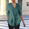 Long Sleeve Linen Shirts For Women Button Down Loose Solid Color Blouse Lightweight Casual Lapel Tunic Tops