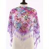1pc Fashionable Colorful Rose Floral Print Lace Tassel Shawl Scarf, Suitable For Everyday Wear