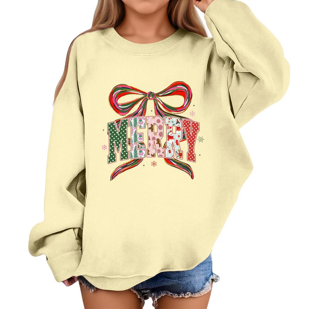 Children's Fashionable Casual Long-sleeved Loose Christmas Print Pullover Sweatshirt