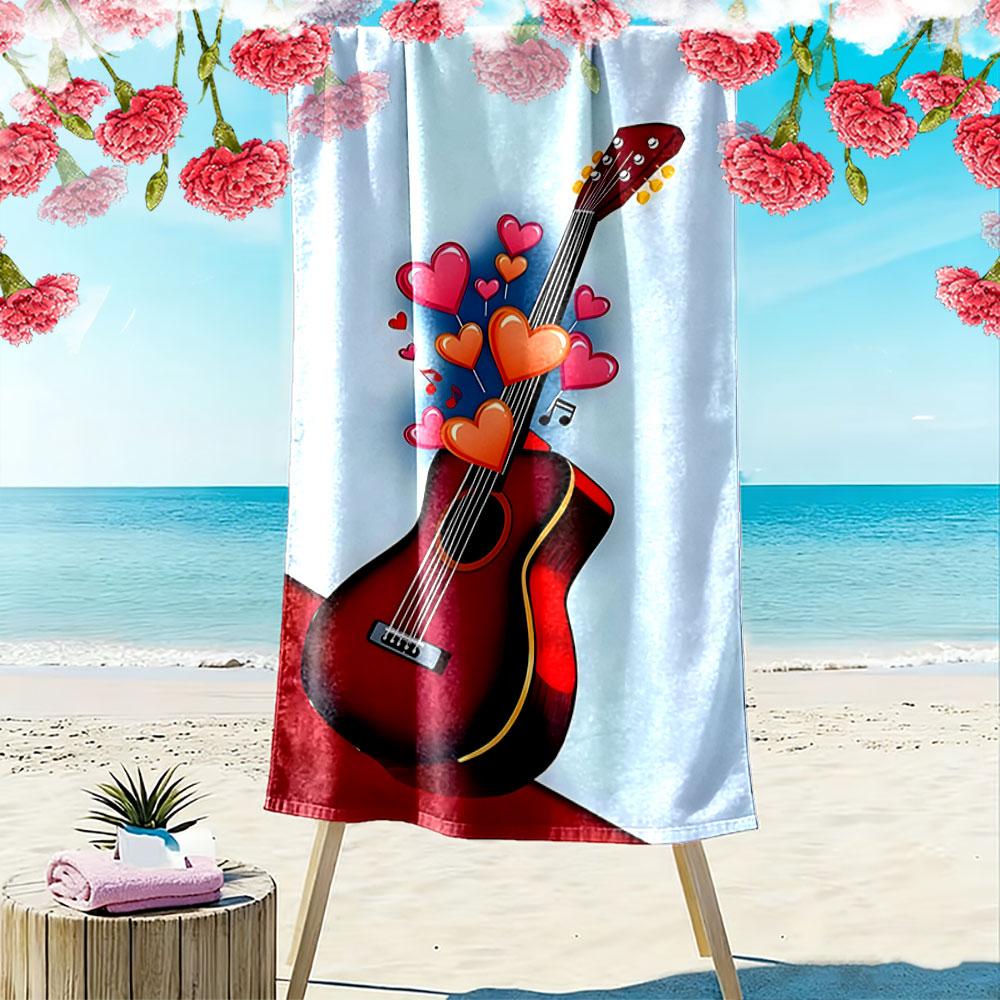 Melody fueled by hearts Print beach towel, quick drying, suitable for travel, outdoor sports, jogging, the beach and swimming, gift