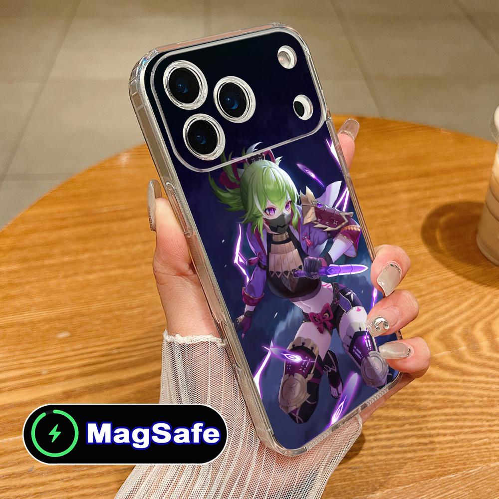 Игровой чехол для мобильного телефона GI Kuki Shinobu для iPhone 17 16 15 14 13 12 11 Air Pro Max Plus Mini Magsafe Прозрачный Цветной Чехол Роскошный